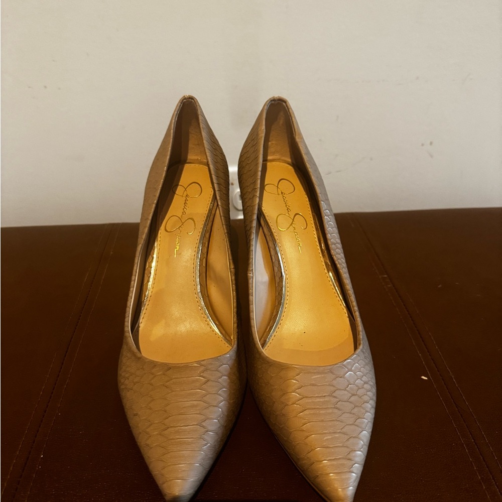 Jessica Simpson Taupe Snakeskin Heels